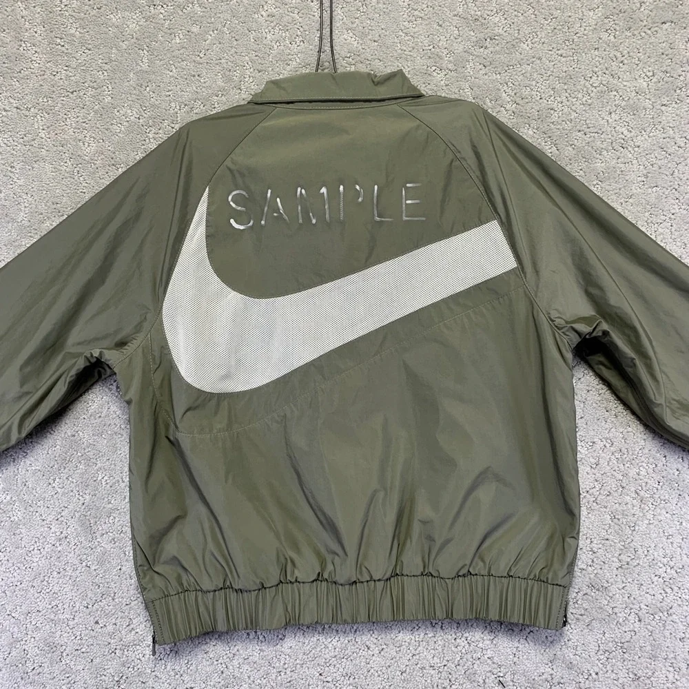 Nike Sample Jacket‎ Size Youth Medium Green Bomber Windbreaker Zip Up Swoosh